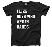 HotScamp I Like Boys Who are in Bands Men's Unisex T-Shirt - Black Medium