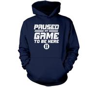 HotScamp I Paused My Game to Be Here - Kids Unisex Hoodie - Gamer Gaming Console 12-13 Years Navy