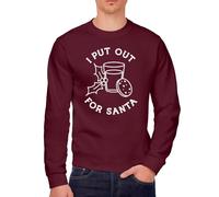 HotScamp I Put Out for Santa Retro Funny Christmas Xmas - Unisex Mens Sweatshirt Jumper- Adult Christmas Top Offensive Joke Humor Sarcastic NSFW M Maroon