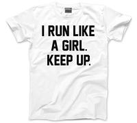 HotScamp I Run Like A Girl Keep Up Kids T-Shirt - White 12-13 Years