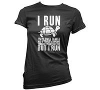 HotScamp I Run Slow Turtle Funny Running Women's T-Shirt - Black 14