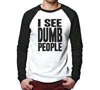 HotScamp I See Dumb People Men's Baseball Top - White/Black Medium