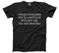 HotScamp I Would Challenge You to a Battle of Wits - Mens Unisex T-Shirt - William Shakespeare Quote M Black