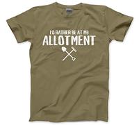 HotScamp I'd Rather Be at My Allotment - Mens and Youth Unisex T-Shirt - Funny Gardener Shed Love My Garden L Khaki