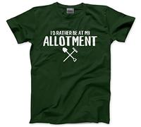 HotScamp I'd Rather Be at My Allotment T-Shirt - Funny Gardener Shed Love My Garden Owner Gardening Vegetable Patch - S Bottle Green
