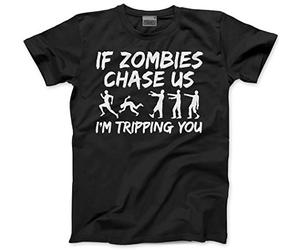 HotScamp If Zombies Chase us I'm Tripping You Kids T-Shirt - Black 9-11 Years