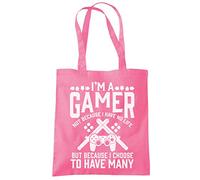 HotScamp I'm A Gamer - Tote Shopping Bag - Gamer Computer Game Gaming Funny Comedy Novelty Geek Nerd gamer gifts gamer t shirt eat sleep game repeat gift call duty PS4 steam One size pink