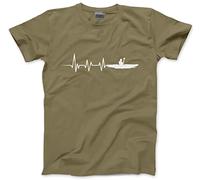 HotScamp Kayak Heartbeat Kayaking Enthusiast - Mens and Youth Unisex T-Shirt - Sports Hobby Fan L Khaki