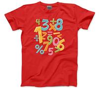 HotScamp Kid's Number Tshirt - Colourful Numbers Day Maths Symbols Childrens T-Shirt - Number Maths Day Teacher Mathematics 3-4 Years red