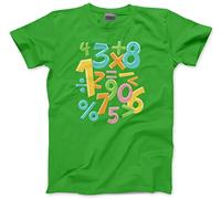 HotScamp Kid's Number Tshirt - Colourful Numbers Day Maths Symbols Childrens T-Shirt - Number Maths Day Teacher Mathematics 3-4 Years Green