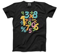 HotScamp Kid's Number Tshirt - Colourful Numbers Day Maths Symbols Childrens T-Shirt - Number Maths Day Teacher Mathematics 3-4 Years Black