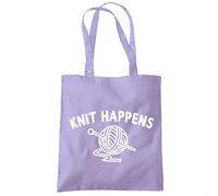 HotScamp Knit Happens - Tote Shopping Bag - Knitter Knitting One size lavender purple