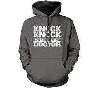 HotScamp Knock Knock Who's There? Doctor Unisex Hoodie - grey Large
