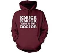HotScamp Knock Knock Who's There? Doctor Unisex Hoodie - Maroon Medium