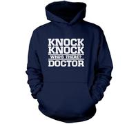HotScamp Knock Knock Who's There? Doctor Unisex Hoodie - Navy Medium
