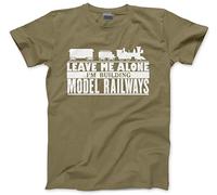HotScamp Leave Me Alone I'm Building Model Railways - Mens Unisex T-Shirt - Trains Train Driver Model Trains Railway - XXL Khaki
