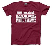 HotScamp Leave Me Alone I'm Building Model Railways - Mens Unisex T-Shirt - Trains Train Driver Model Trains Railway - XXL Maroon