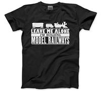 HotScamp Leave Me Alone I'm Building Model Railways - Mens Unisex T-Shirt - Trains Train Driver Model Trains Railway - 3XL Black