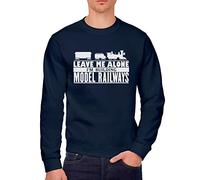 HotScamp Leave Me Alone I'm Building Model Railways - Youth & Mens Sweatshirt - Trains Train Driver Model Trains Railway - XL Navy