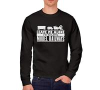 HotScamp Leave Me Alone I'm Building Model Railways - Youth & Mens Sweatshirt - Trains Train Driver Model Trains Railway - XL Black