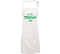 HotScamp Let the Shenanigans Begin - Apron - Chef Cook Baker - St Patricks Irish Paddys Day Ireland One size white