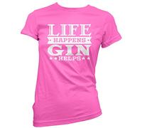 Life Happens Gin Helps Women's T-Shirt - Pink 16