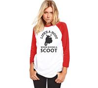 HotScamp Lifes A Hoot When Riding A Scoot Scooter Women's Baseball Top - White/red X-Large