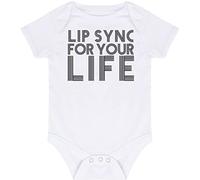 HotScamp Lip Sync For Your Life - Baby Vest Bodysuit Short Sleeve Unisex Boys Girls - Drag Queen Race 3-6 months white