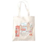 HotScamp London Coronation King Charles III - Tote Shopping Bag - Watercolour Print Party Celebration 6th May Coronation Day One size natural