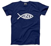 HotScamp Loser Darwin Fish Men's Unisex T-Shirt - Navy Small