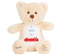 HotScamp Marathon Gift Cuddly Toy - Personalised London 2026 Teddy I Did It Customised Runner Running Finish Medal Congratulations Well Done Run Soft Cuddly Plushie - Brown Teddy