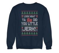 HotScamp Movie Christmas Jumper for Men and Women - Look What You Did Ya Little Jerk! Sweatshirt - Xmas Sweater Kevin Film Character 90s Vintage Nostalgia Retro Sweater Christmas Jumpers Navy X-Small