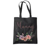 HotScamp Mummy Flowers - Tote Shopping Bag - Mother's Day Mum Mama Mummy One size black