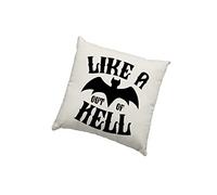 HotScamp Music Lover Cushion Cover - Like a Bat Out of Hell Scatter Cushion Home Accessory Pillow Bedroom Merch Fan Rock - Natural Canvas 40x40cm