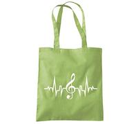 HotScamp Musician Heartbeat Music Enthusiast - Tote Shopping Bag - Hobby Fan Activity Pastime One size kiwi green