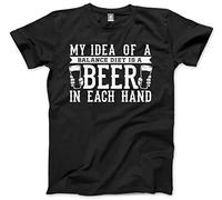 HotScamp My Idea of A Balanced Diet is A Beer in Each Hand Men's Unisex T-Shirt - Black X-Large