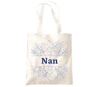 HotScamp Nan Blue Flowers - Tote Shopping Bag - Mother's Day Grandmother Grandma Nan One size natural