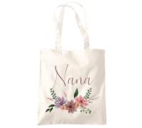 HotScamp Nana Flowers - Tote Shopping Bag - Mother's Day Grandmother Grandma Nan One size natural