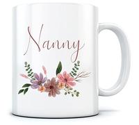 HotScamp Nanny Flowers - Mug for Tea Coffee - Mother's Day Grandmother Grandma Nan One Size White