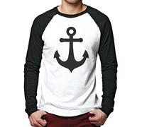 HotScamp Nautical Anchor Men's Baseball Top - White/Black Medium