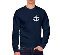 HotScamp Nautical Anchor Pocket Logo Men's Sweatshirt - Navy X-Large