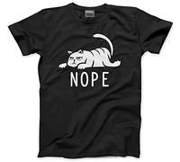 HotScamp Nope Cat - Mens Unisex T-Shirt - Pet Lazy Sloth M Black