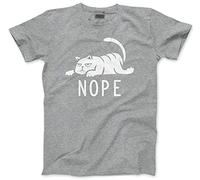 HotScamp Nope Cat - Mens Unisex T-Shirt - Pet Lazy Sloth M Grey