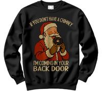 HotScamp Offensive Christmas Sweatshirt for Men - Funny Chimney Back Door Slogan Sweatshirt - Xmas Sweater Funny Swearing Rude Inappropriate Explicit Christmas Jumper Days 3XL Black