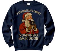 HotScamp Offensive Christmas Sweatshirt for Men - Funny Chimney Back Door Slogan Sweatshirt - Xmas Sweater Funny Swearing Rude Inappropriate Explicit Christmas Jumper Days Navy X-Large