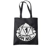 HotScamp Oh No... Rolled A Natural 1 - Tote Shopping Bag - DND Dungeons and dragons gamer gaming chaotic neutral - black