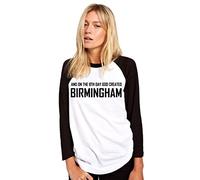 HotScamp On The 8th Day God Created Birmingham Women's Baseball Top - White/Black Medium