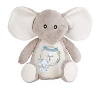 HotScamp Personalised 1st Birthday Toy with Name Blue Design Happy First Birthday Elephant 1 year old Bday for Boy Plush Soft Teddy Cuddly Keepsake Memory