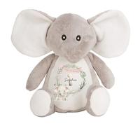 HotScamp Personalised 1st Birthday Toy with Name Pink Design Happy First Birthday Elephant 1 year old Bday for Girl Plush Soft Teddy Cuddly Keepsake Memory