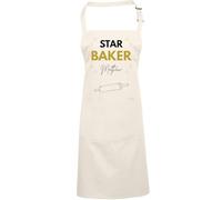 HotScamp Personalised Apron - Star Baker Apron Baking Off Cooking Bibbed Pinny For Baker Chef Hobby TV Great British - Rolling Pin Design Natural